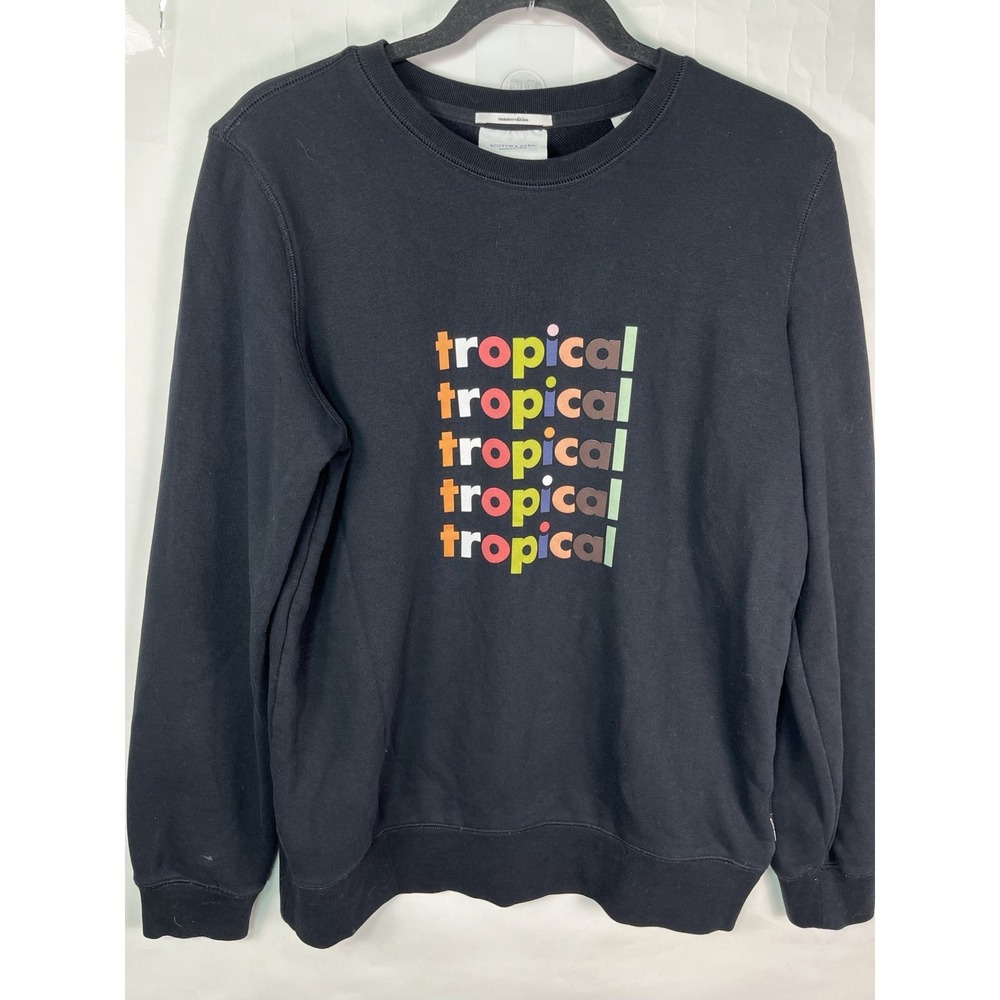 Scotch & Soda Tropical Black Sweatshirt Summer Edition Sz XL Travel Vacation EUC